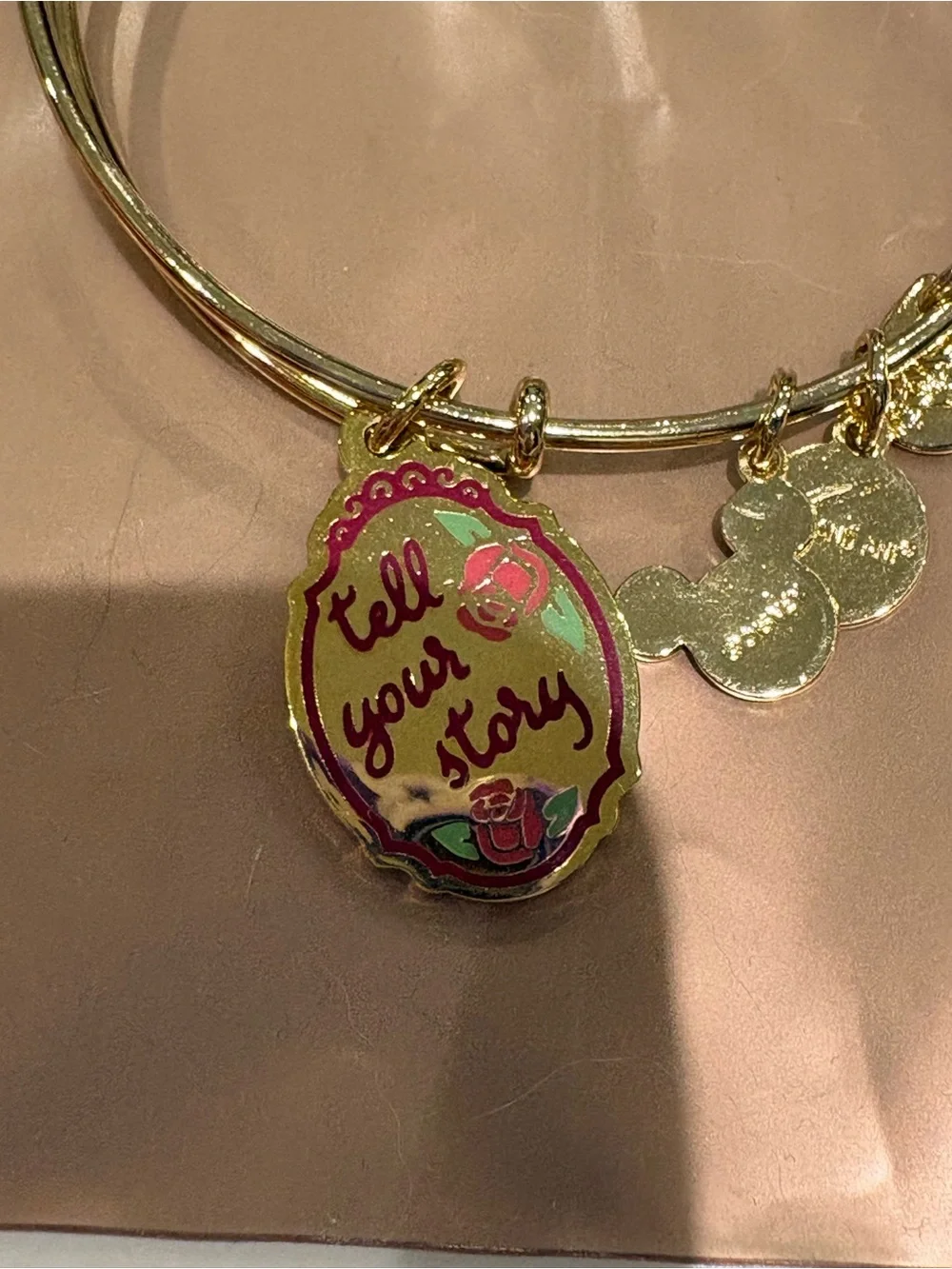 Disney Parks Alex and Ani Beauty & the Beast Belle Double Sided Charm Bangle